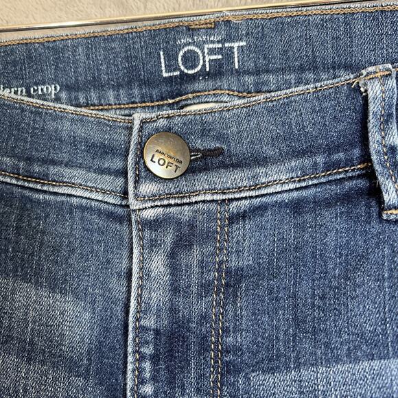 Ann Taylor Loft Jeans Women 16 Blue Modern 27" Crop Stretch Denim Beachy Coastal - Picture 4 of 12